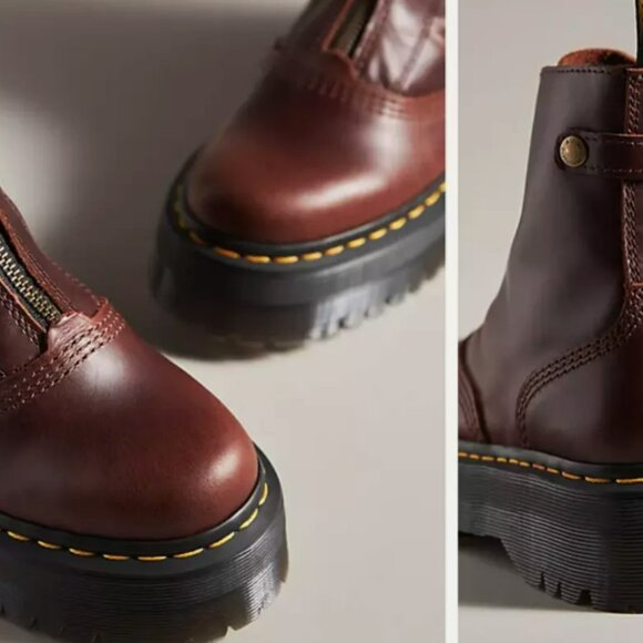 DR. MARTENS JETTA ZIPPED SENDAL LEATHER PLATFORM BOOTS in Dark Brown MSRP$250 - Picture 4 of 16